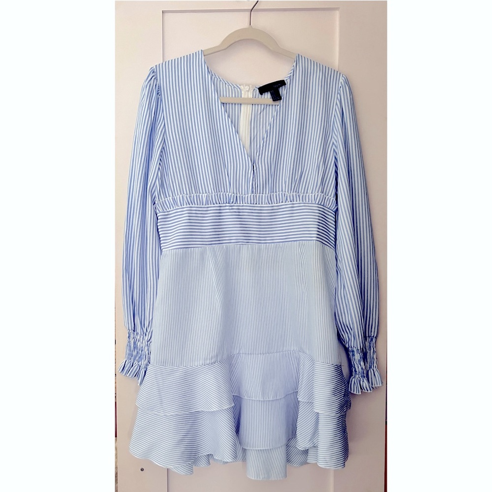 (NEW) Plunging Neck Wide Waist Shirred Panel Dress (XL)